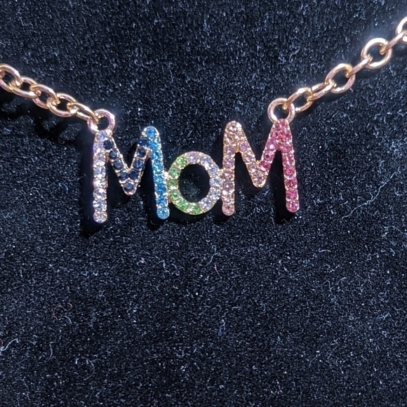 MOM gold tone with color crystals gems - Picture 1 of 3